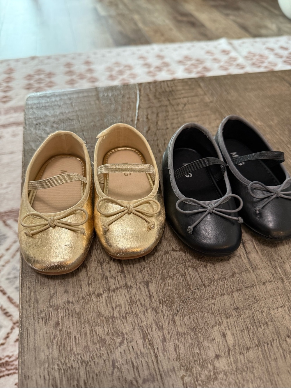 Mango Girls Gold and Black Bow Ballet Flats